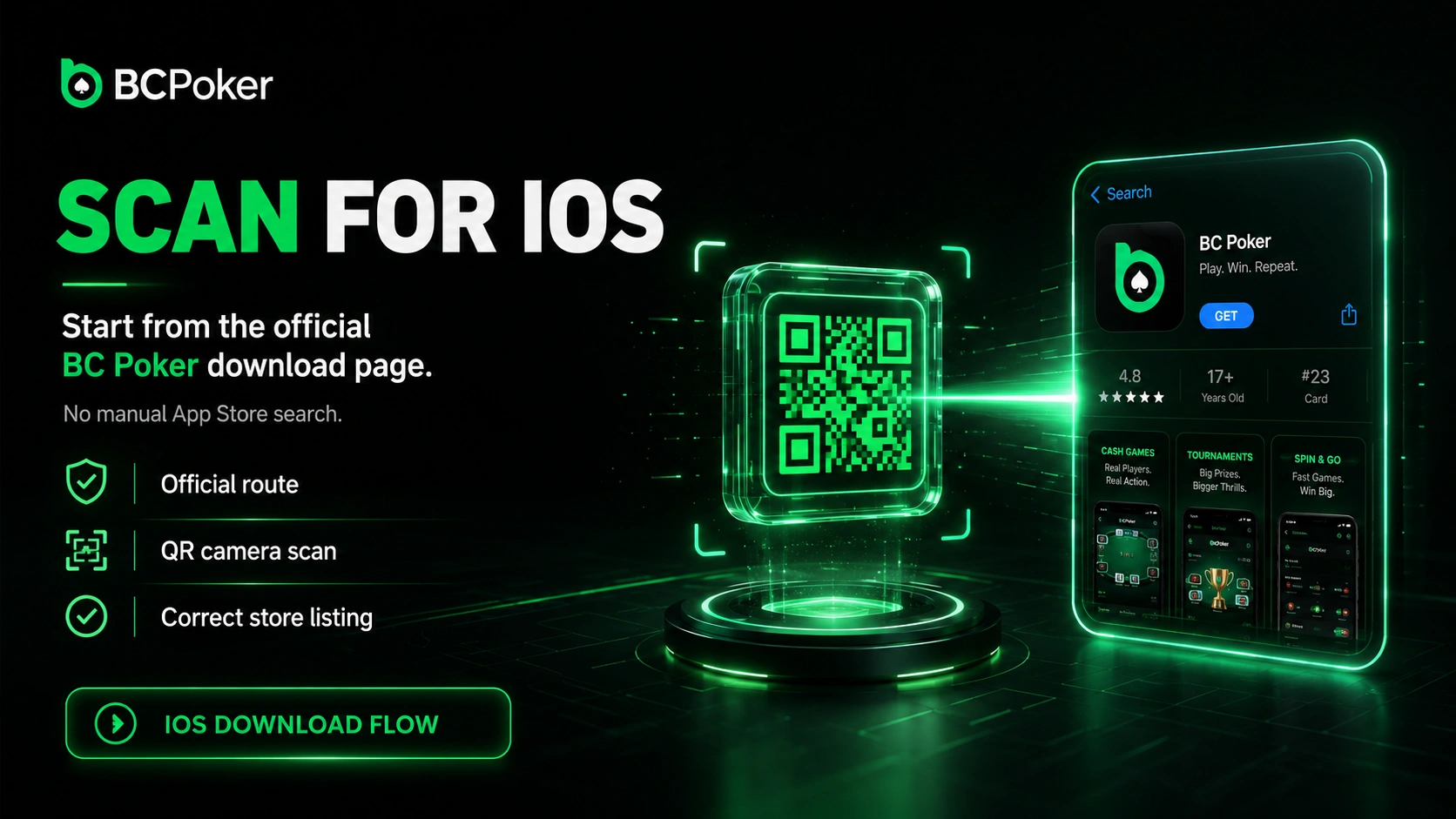 BC Poker iOS download with official QR code